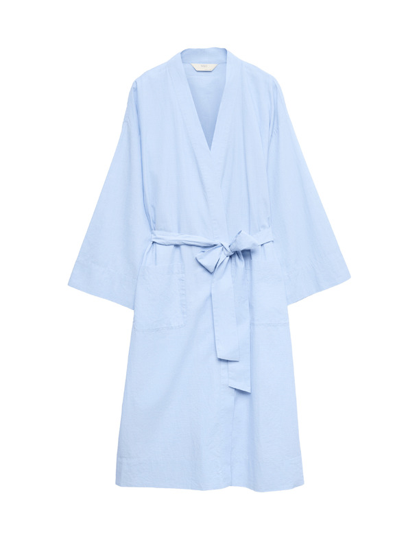 Marks & Spencer Плед от chambray материал от чиста памук Marks & Spencer синя