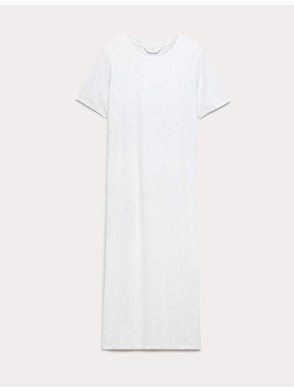 Marks & Spencer Дълга нощница с печат от памук и модал Marks & Spencer бяла