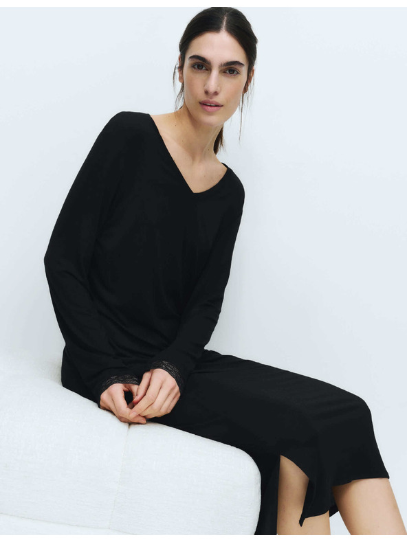 Marks & Spencer Нощница с дантелени кантове Marks & Spencer черна