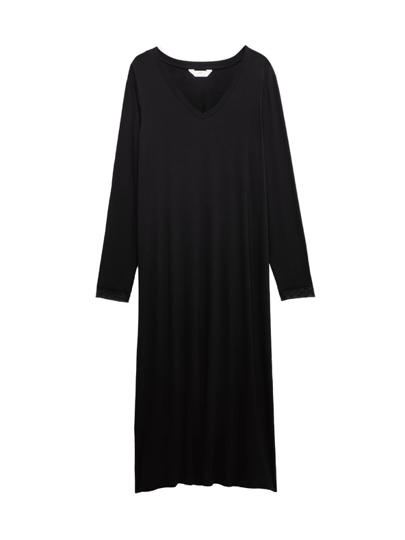 Marks & Spencer Нощница с дантелени кантове Marks & Spencer черна