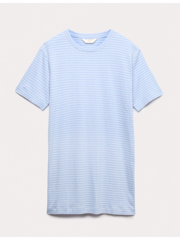 Marks & Spencer Раирана нощница от памук и модал Marks & Spencer син