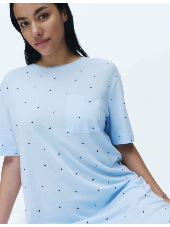 Marks & Spencer Мини нощница с печат от памук и модал Marks & Spencer син