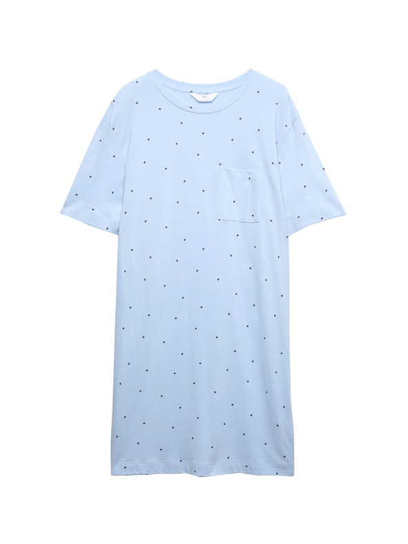 Marks & Spencer Мини нощница с печат от памук и модал Marks & Spencer син