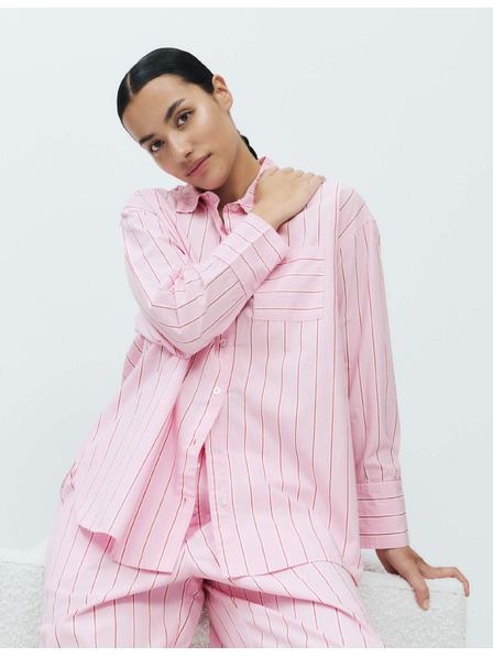 Marks & Spencer Раирана нощница от попелин и чист памук Marks & Spencer розов
