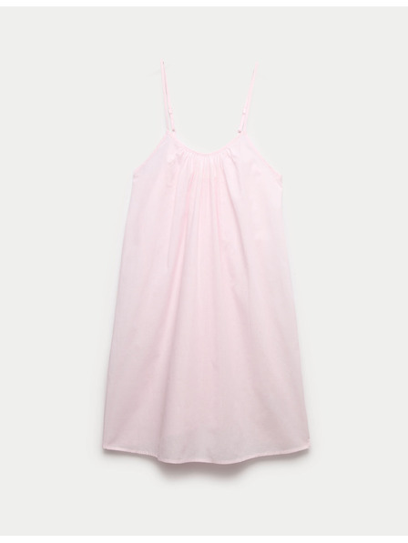 Marks & Spencer Кратка раирана нощница от чист памук Marks & Spencer розов