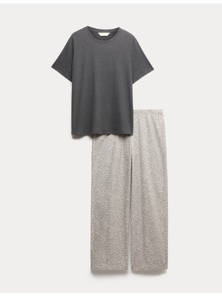 Marks & Spencer Пижамен комплект от чист памук Marks & Spencer сив