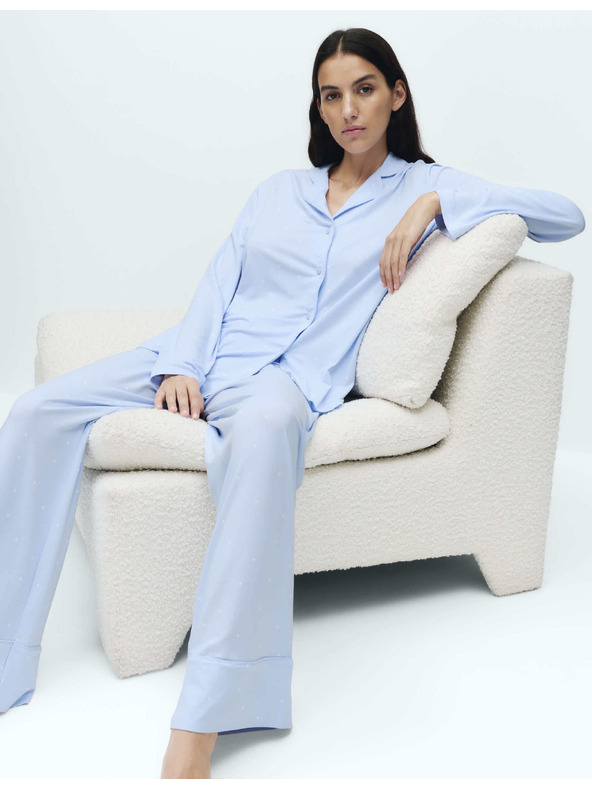 Marks & Spencer Пижамна сет с печат и нежен допир Marks & Spencer синя