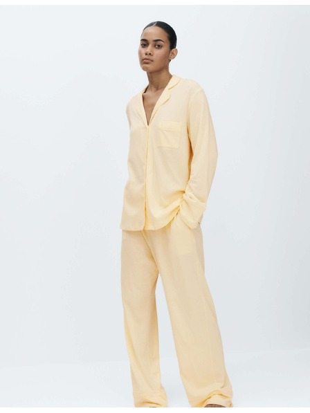 Marks & Spencer Памучен модален пижамен комплект Revere Marks & Spencer жълта