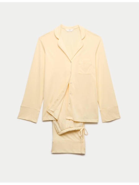 Marks & Spencer Памучен модален пижамен комплект Revere Marks & Spencer жълта