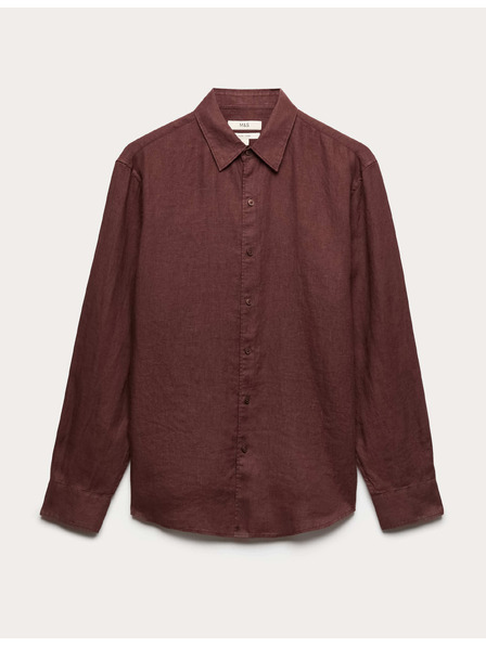 Marks & Spencer Риза от чист лен Marks & Spencer кафява