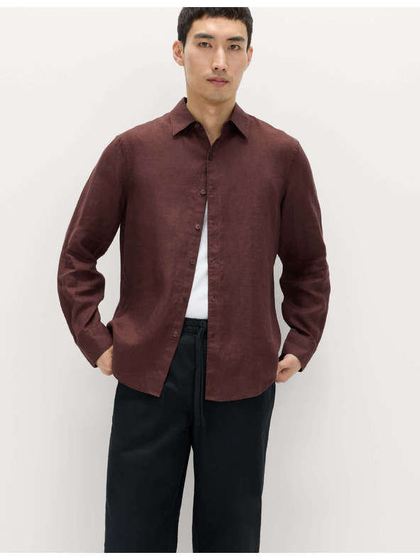 Marks & Spencer Риза от чист лен Marks & Spencer кафява