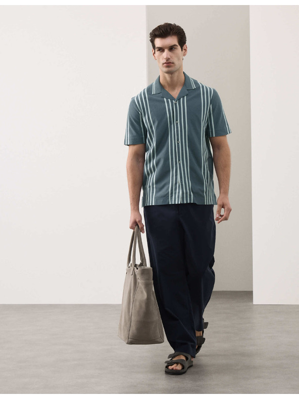 Marks & Spencer Текстурирано поло с връв, чист памук Marks & Spencer синьо