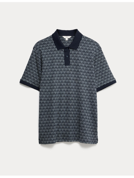 Marks & Spencer Поло с геометричен печат, 100% памук Marks & Spencer морско синьо