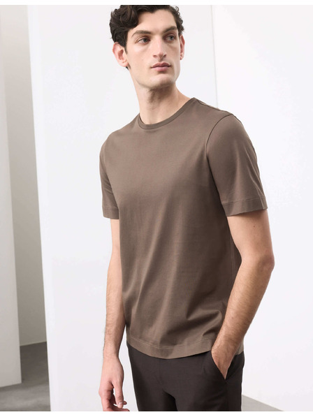 Marks & Spencer Тениска от премиум памук, тесен силует Marks & Spencer кафява