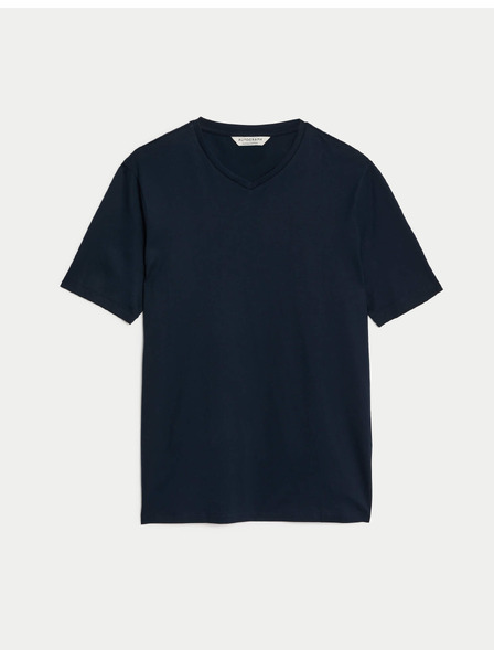 Marks & Spencer Тениска с V-образно деколте, от чиста памук Supima® Marks & Spencer морско синя