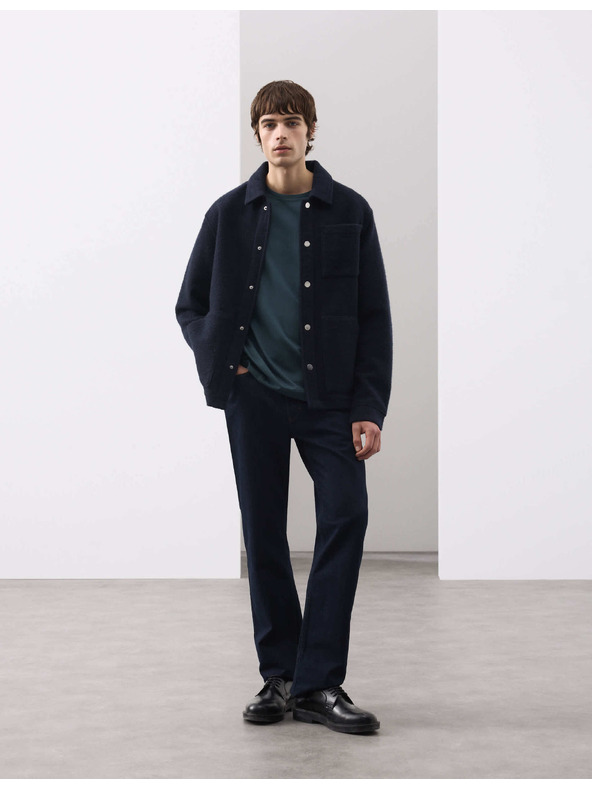 Marks & Spencer Тениска от премиум памук, тесен модел Marks & Spencer в син цвят