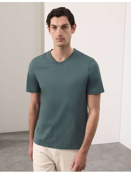 Marks & Spencer Тениска с V-образно деколте, от чиста памук Supima® Marks & Spencer синя