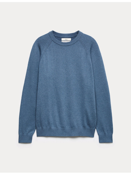 Marks & Spencer Суитшърт от чист памук с деколте до врата Marks & Spencer морско синя