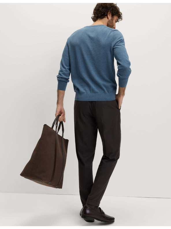Marks & Spencer Пуловер от чиста памук с V-образно деколте Marks & Spencer синя