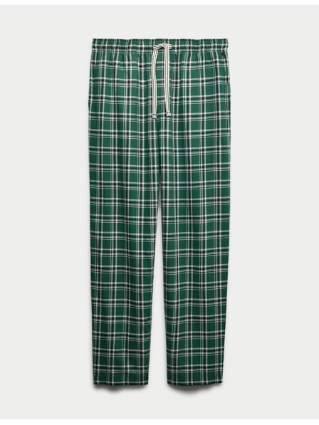 Marks & Spencer Карирани домашни панталони от чист памук Marks & Spencer зелена