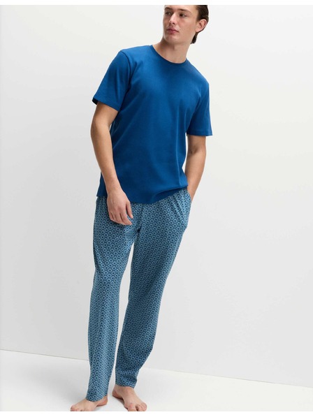 Marks & Spencer Комплект пижамен топ с геометрична щампа и висок процент памук Marks & Spencer синя