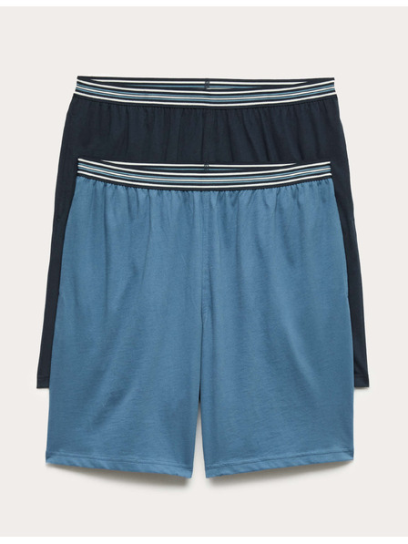 Marks & Spencer Комплект от 2 броя джърсийни пижамни шорти от чист памук Marks & Spencer синя