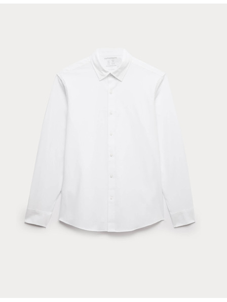 Marks & Spencer Еластична памучна риза с класически прибор с технология 360 Flex™ Marks & Spencer бяла