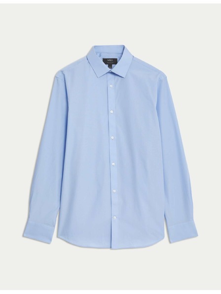 Marks & Spencer Риза нормален крой, лесно глаждане Marks & Spencer синьо