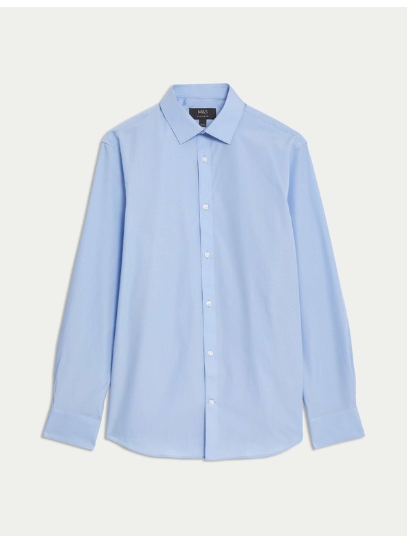 Marks & Spencer Риза нормален крой, лесно глаждане Marks & Spencer синьо