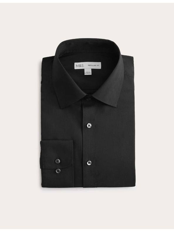 Marks & Spencer Риза нормален крой, лесно глаждане Marks & Spencer черно