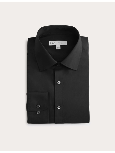 Marks & Spencer Риза нормален крой, лесно глаждане Marks & Spencer черно