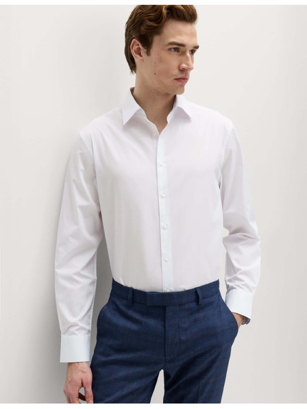Marks & Spencer Риза класически крой с памучна смес с безгладко покритие Marks & Spencer бяло