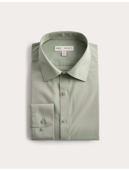 Marks & Spencer Риза нормален крой, лесно глаждане Marks & Spencer зелено