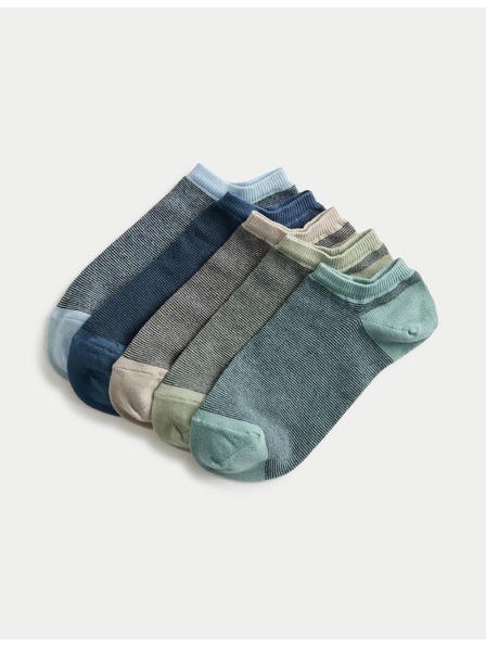 Marks & Spencer Спортни чорапи Trainer Liners™ с технология Cool & Fresh™ и високо съдържание на памук, комплект 5 чифта Marks & Spencer многоцветни
