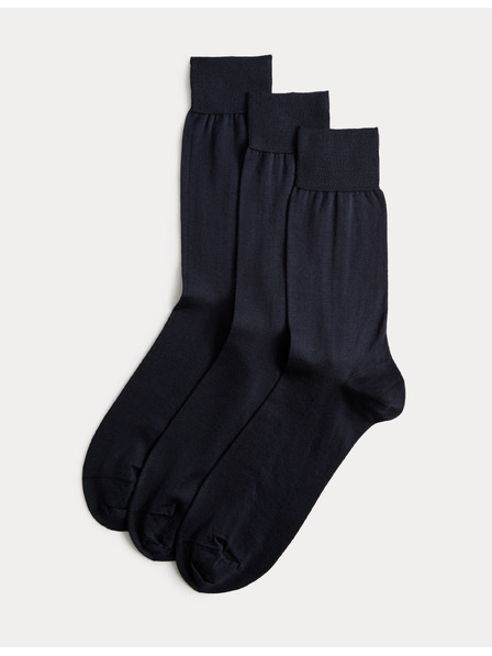 Marks & Spencer Чорапи от чист памук, 3 чифта в опаковка Marks & Spencer морско синьо