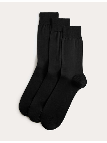 Marks & Spencer Чорапи от чист памук, 3 чифта в опаковка Marks & Spencer черно