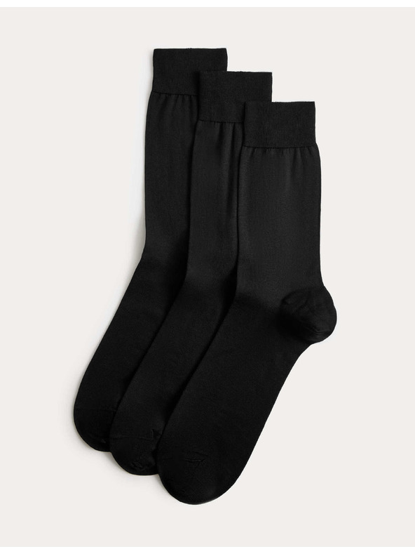 Marks & Spencer Чорапи от чист памук, 3 чифта в опаковка Marks & Spencer черно