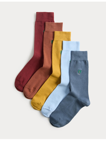 Marks & Spencer Райета чорапи с мотив палми, висок дял памук и технология Cool & Fresh™, 5 чифта Marks & Spencer многоцветна