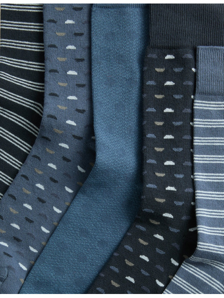Marks & Spencer 5 чифта чорапи Cool & Fresh с геометричен шарка и висок дял памук Marks & Spencer синя