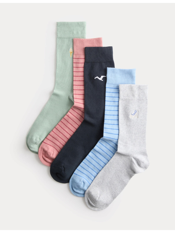 Marks & Spencer 5 чифта чорапи Cool & Fresh™ с висок дял памук и плажен мотив Marks & Spencer многоцветна