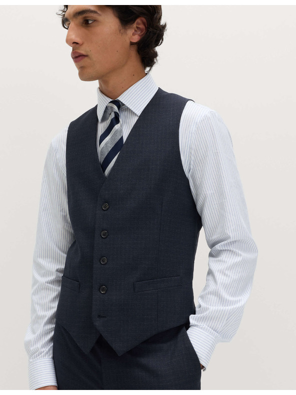 Marks & Spencer Текстурирана жилетка с еластин Marks & Spencer морско синя