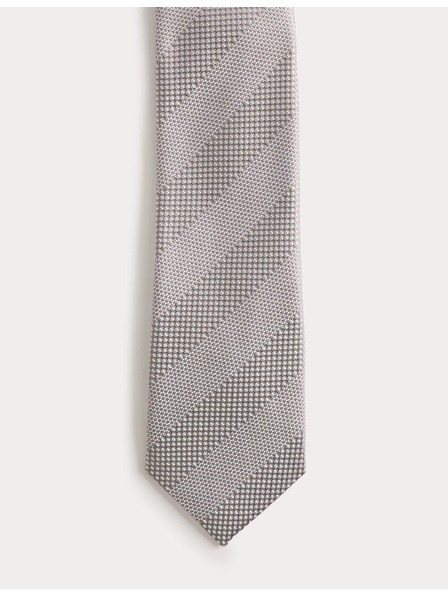 Marks & Spencer Текстурирана раирана вратовръзка от чист копринен Marks & Spencer сива