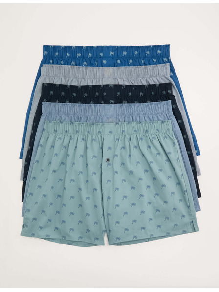 Marks & Spencer Боксерки от чист памук с печат палмови листа, 5 броя Marks & Spencer синя