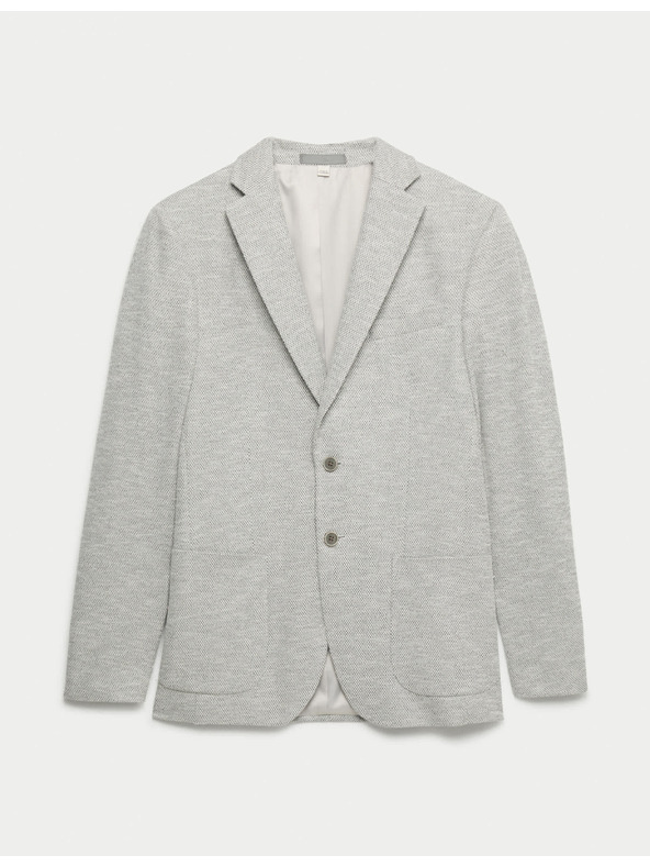 Marks & Spencer Еластичен блейзър приляган крой с текстура Marks & Spencer сиво