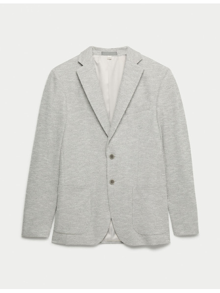 Marks & Spencer Еластичен блейзър приляган крой с текстура Marks & Spencer сиво