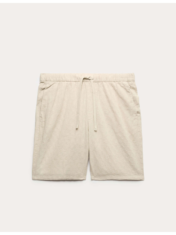 Marks & Spencer Шорти с висок дял лен Marks & Spencer бежово