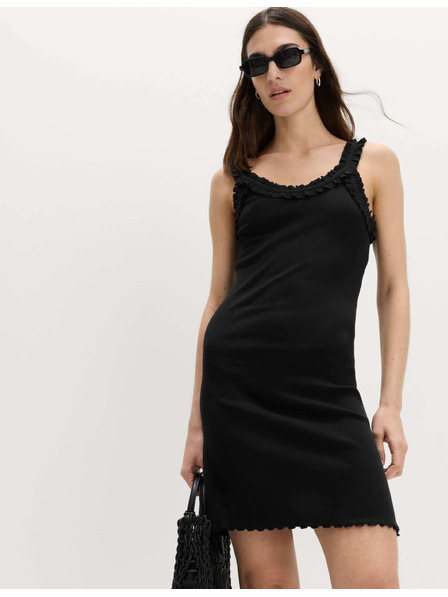 Marks & Spencer Ребрирана еластична мини рокля с висок процент памук Marks & Spencer черна