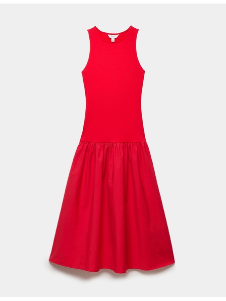 Marks & Spencer Трикотажна ребрирана миди рокля със спусната талия Marks & Spencer червена