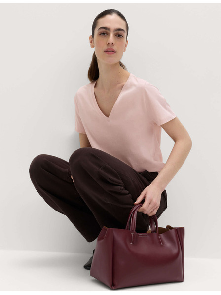 Marks & Spencer Тениска от чист памук с V-образен деколте Marks & Spencer розова