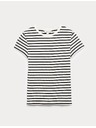 Marks & Spencer Тениска с V-образно деколте от чист памук Marks & Spencer черна с ребра